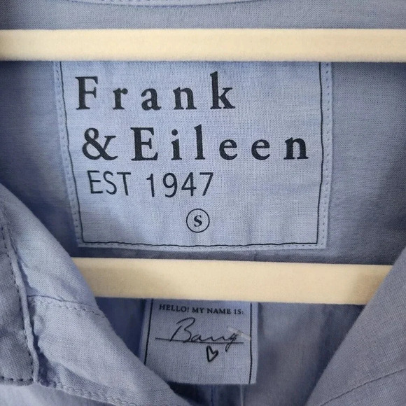Frank & Eileen 100% Cotton Barry Button Down Eileen White & Blue Size Small - Picture 3 of 7